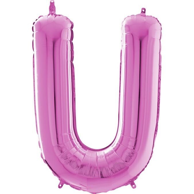 Balon folie litera U Roz 66 cm