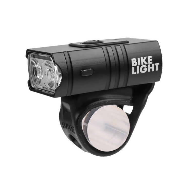 Huerler® Z03A kerékpár fényszóró, 2 x T6 LED, 1000mAh akkumulátor, USB töltés, vízálló, 4 világítási mód, fekete