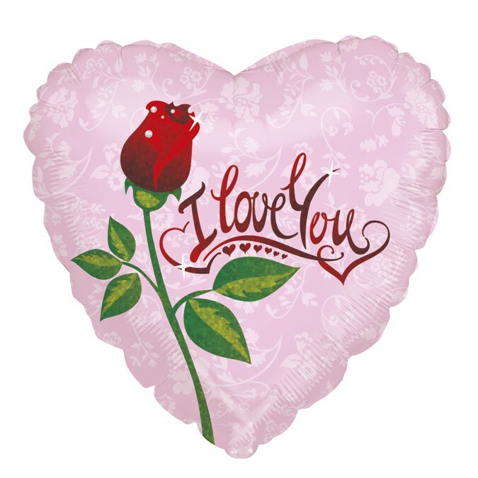 Balon folie inima I LOVE YOU trandafir 46 cm