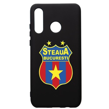 Husa de protectie Huawei P30 Lite, Football, Steaua, silicon, cu interiorul din material textil, protectie camera, PB230 Husa de protectie Huawei P30 Lite, Football, Steaua, silicon, cu interiorul din material textil, protectie camera, PB230