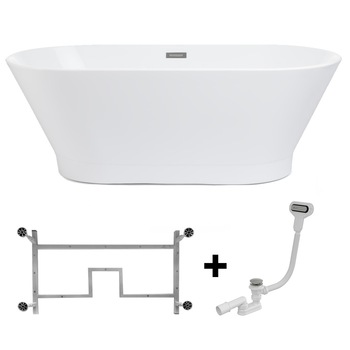 Cada de baie freestanding Kring Oslo 170x80x60cm, alb glossy, grosime 8 mm, ovala, acril antibacterian Cada de baie freestanding Kring Oslo 170x80x60cm, alb glossy, grosime 8 mm, ovala, acril antibacterian