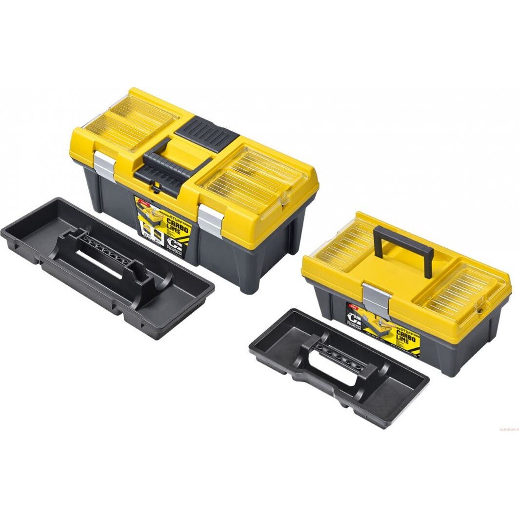 Set de cutii pentru scule Patrol 20''+ 20'', 2 buc, cu capac, organizator si tavita, Negru - Galben, Plastic, 246 x 525 x 256 mm