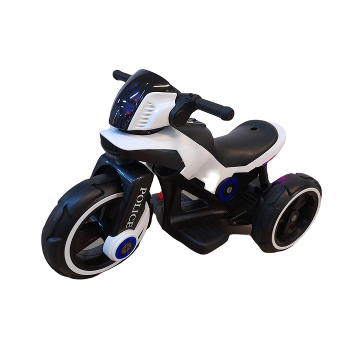 Motocicleta electrica copii, model Police, Alb, 12v, +2 ani