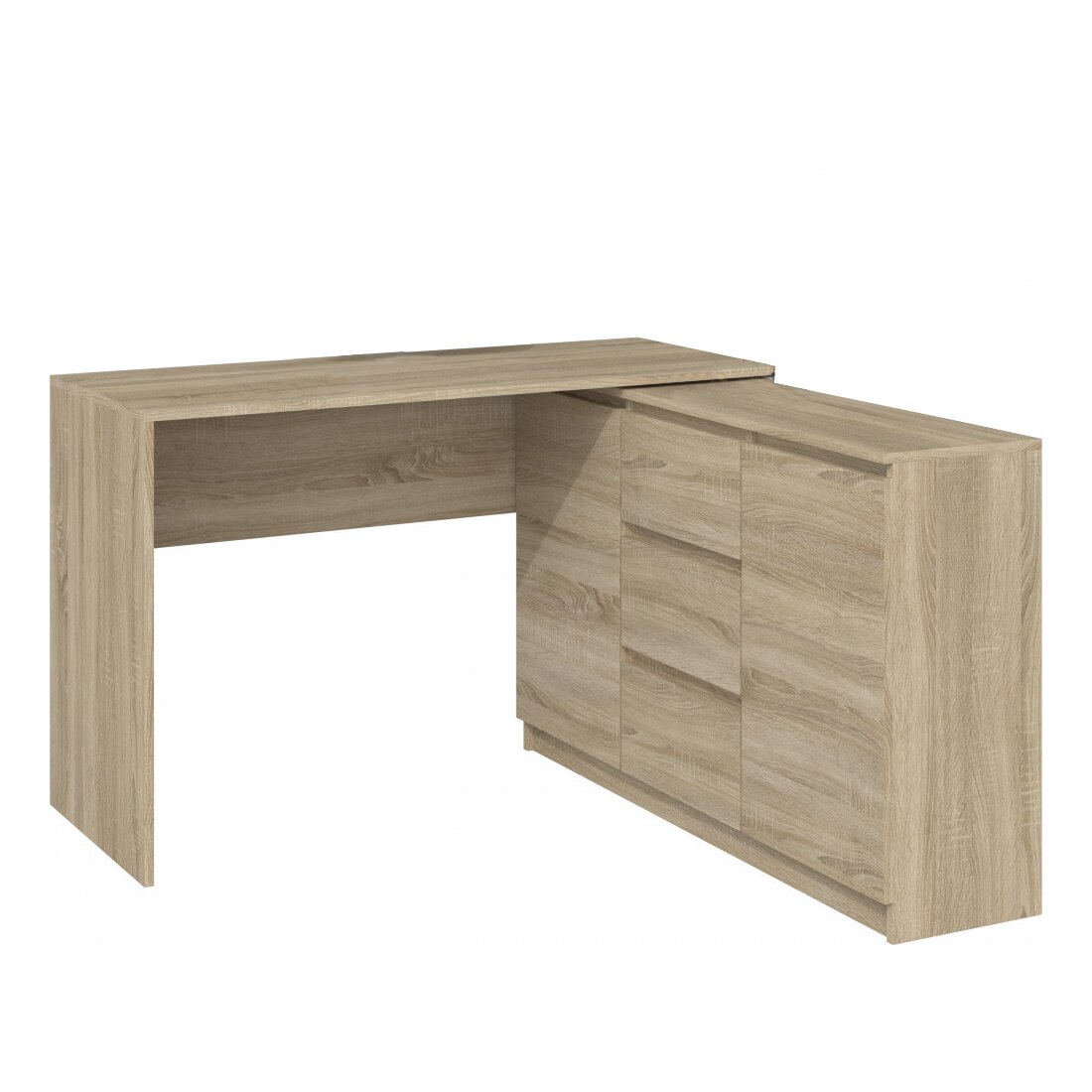 Birou Odell Plus, 2D3S, cu dulap, 76x120x50, sonoma