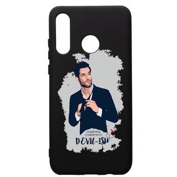 Husa de protectie Huawei P30 Lite, Lucifer, silicon, cu interiorul din material textil, protectie camera, PB299 Husa de protectie Huawei P30 Lite, Lucifer, silicon, cu interiorul din material textil, protectie camera, PB299