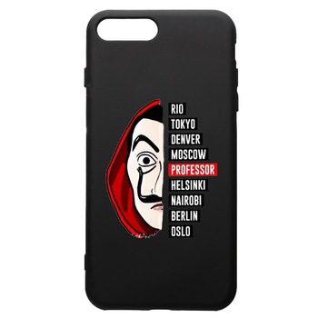 Husa de protectie Apple iPhone 8 Plus / iPhone 7 Plus, La Casa De Papel, silicon, cu interiorul din material textil, protectie camera, PB302 Husa de protectie Apple iPhone 8 Plus / iPhone 7 Plus, La Casa De Papel, silicon, cu interiorul din material textil, protectie camera, PB302