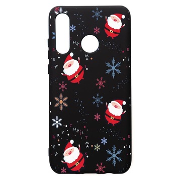 Husa de protectie Huawei P30 Lite, Xmas, silicon, cu interiorul din material textil, protectie camera, PB308 Husa de protectie Huawei P30 Lite, Xmas, silicon, cu interiorul din material textil, protectie camera, PB308