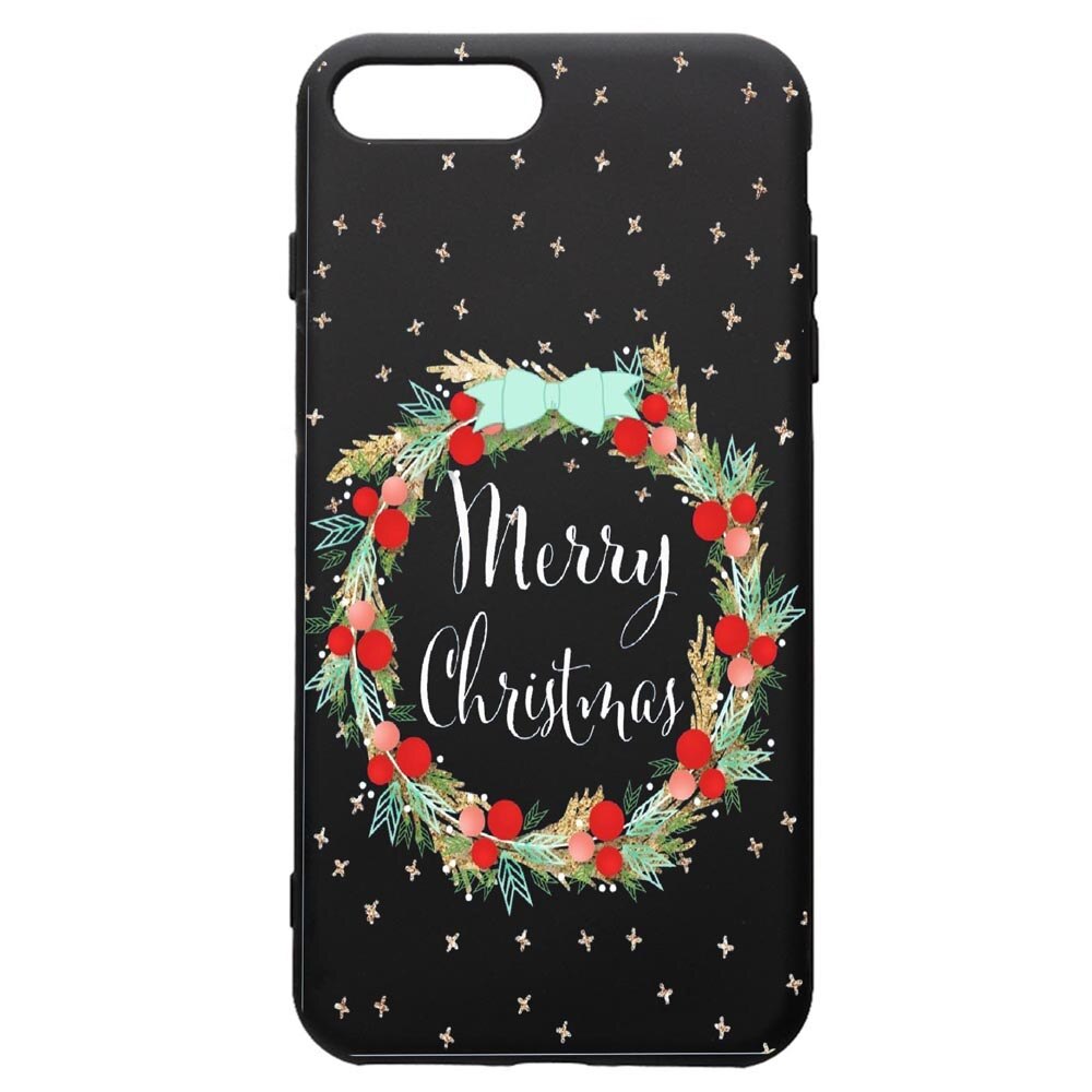 Husa de protectie Apple iPhone 8 Plus / iPhone 7 Plus, Xmas, silicon, cu interiorul din material textil, protectie camera, PB312