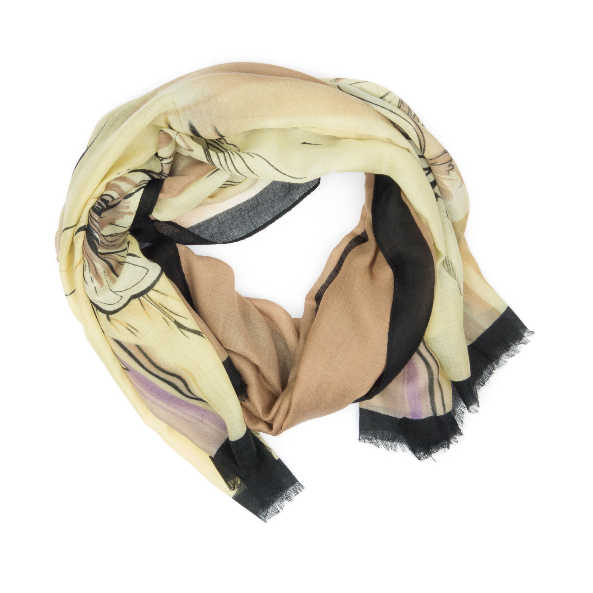 Esarfa, de dama, Buticcochet, cu imprimeu floral multicolor, 80x180 cm - ES544