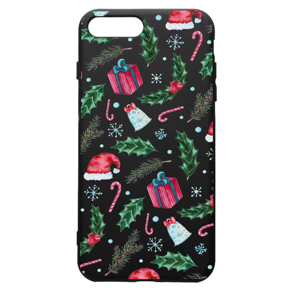 Husa de protectie Apple iPhone 8 Plus / iPhone 7 Plus, Xmas, silicon, cu interiorul din material textil, protectie camera, PB314