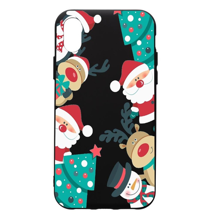 Husa de protectie Apple iPhone XS / iPhone X, Xmas, silicon, cu interiorul din material textil, protectie camera, PB338