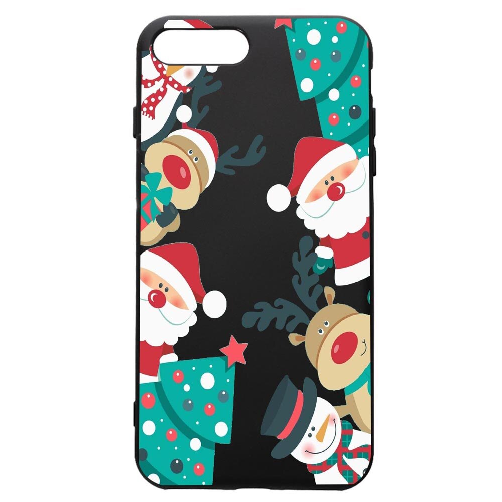 Husa de protectie Apple iPhone 8 Plus / iPhone 7 Plus, Xmas, silicon, cu interiorul din material textil, protectie camera, PB338