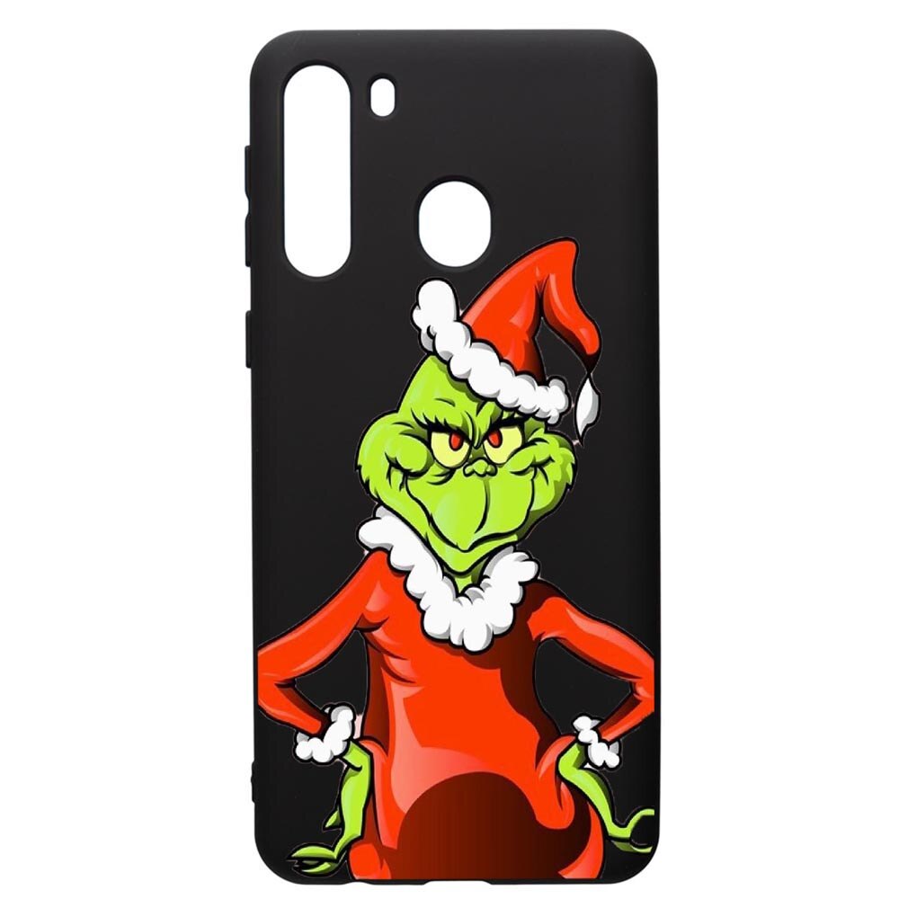Husa de protectie Samsung Galaxy A21S, Xmas Grinch, silicon, cu interiorul din material textil, protectie camera, PB322