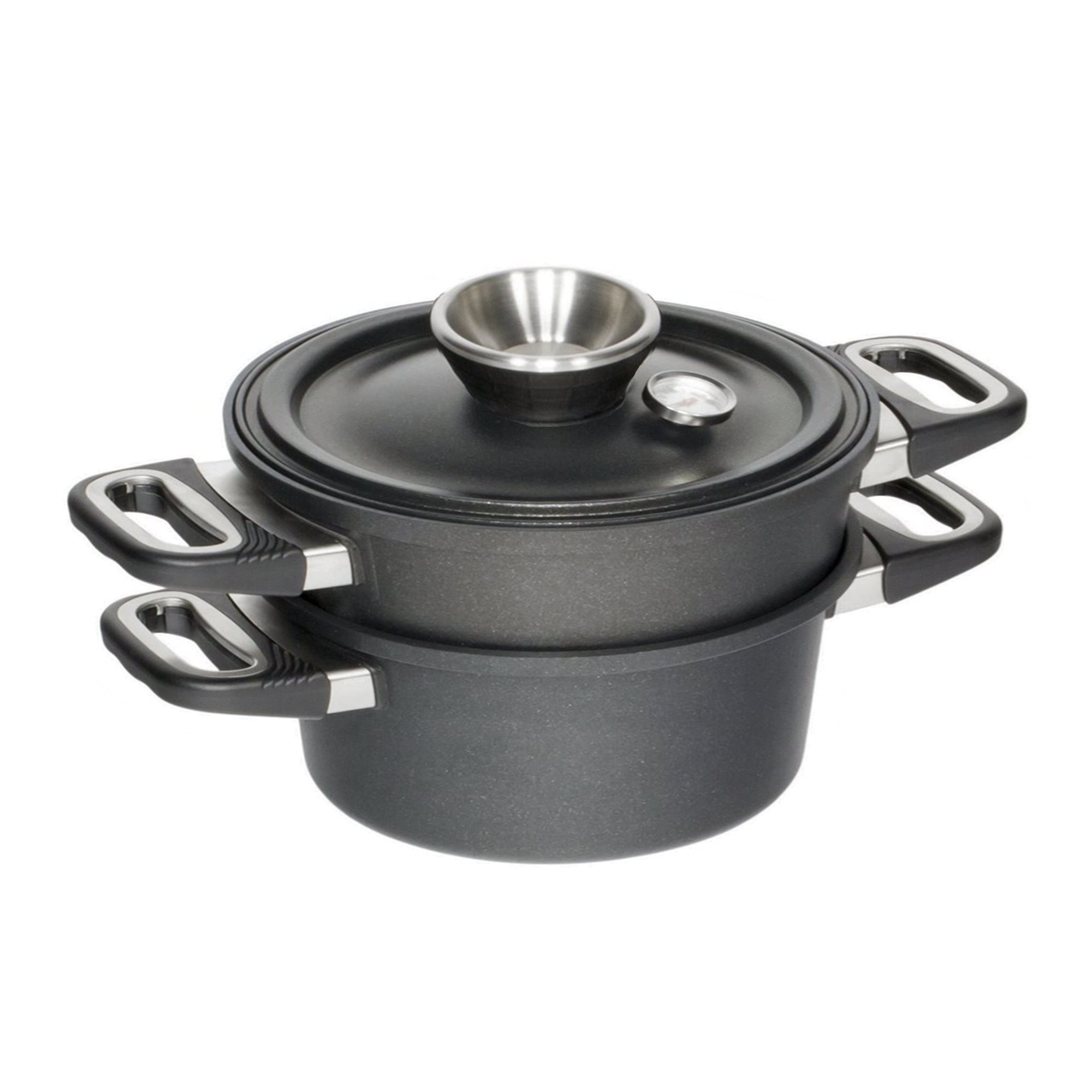 Set 3 piese pentru gatit la aburi, aluminiu, 33 x 26 cm/6 L, oval - AMT Gastroguss