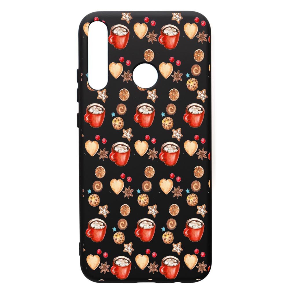 Husa de protectie Huawei P40 Lite E / Y7p, Xmas Coffee, silicon, cu interiorul din material textil, protectie camera, PB343