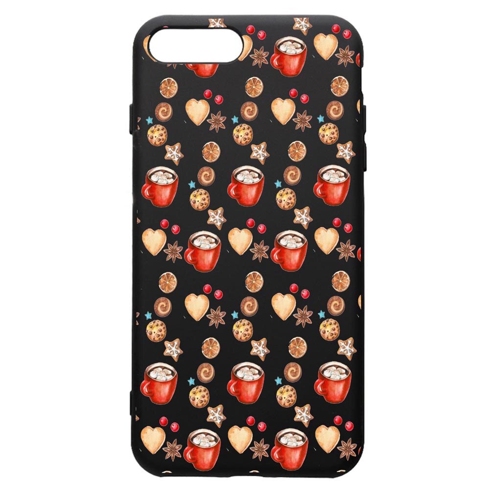 Husa de protectie Apple iPhone 8 Plus / iPhone 7 Plus, Xmas Coffee, silicon, cu interiorul din material textil, protectie camera, PB343