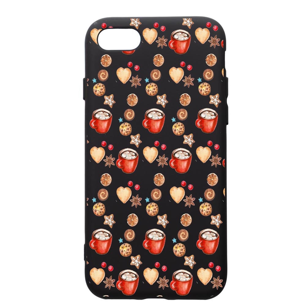 Husa de protectie Apple iPhone SE 2 / iPhone 8 / iPhone 7, Xmas Coffee, silicon, cu interiorul din material textil, protectie camera, PB343