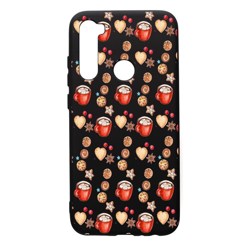 Husa de protectie Xiaomi Redmi Note 8, Xmas Coffee, silicon, cu interiorul din material textil, protectie camera, PB343