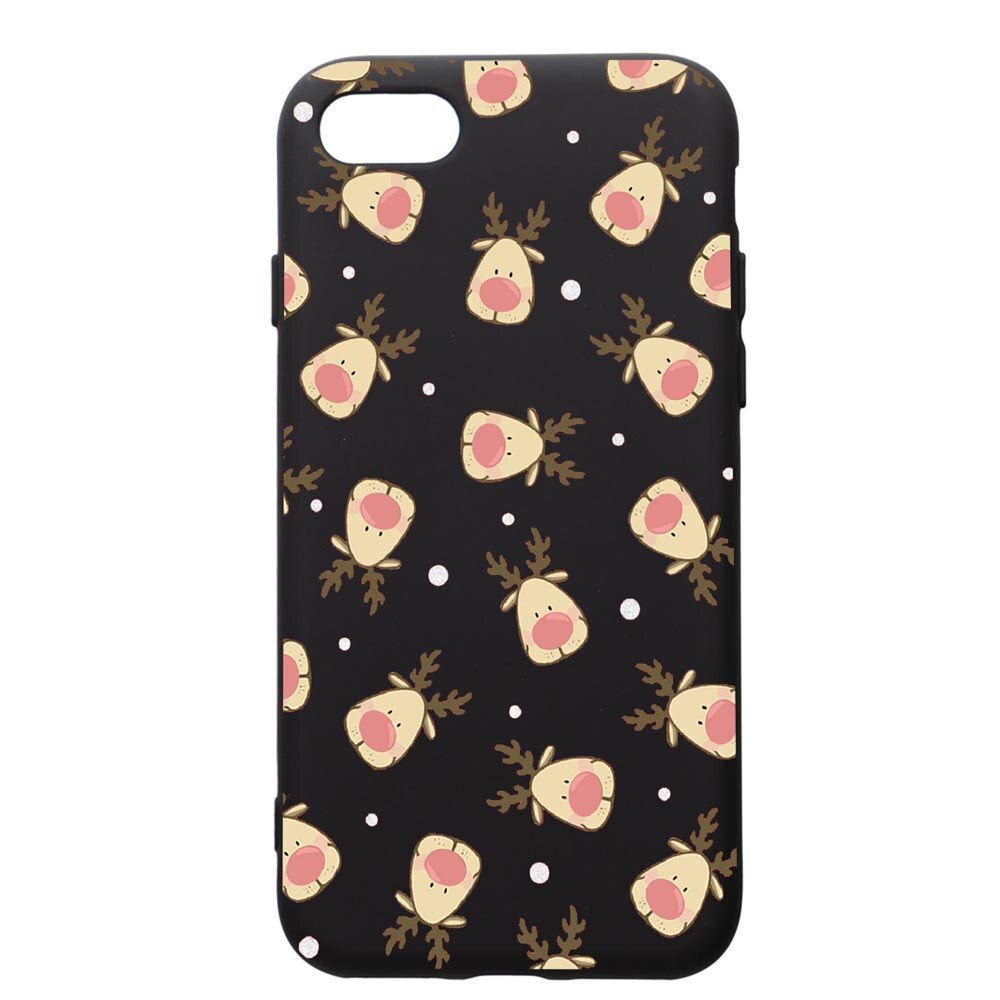 Husa de protectie Apple iPhone SE 2 / iPhone 8 / iPhone 7, Xmas Reindeer, silicon, cu interiorul din material textil, protectie camera, PB349