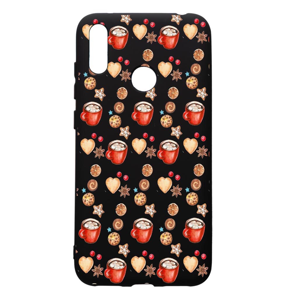 Husa de protectie Huawei Y7 2019, Xmas Coffee, silicon, cu interiorul din material textil, protectie camera, PB343