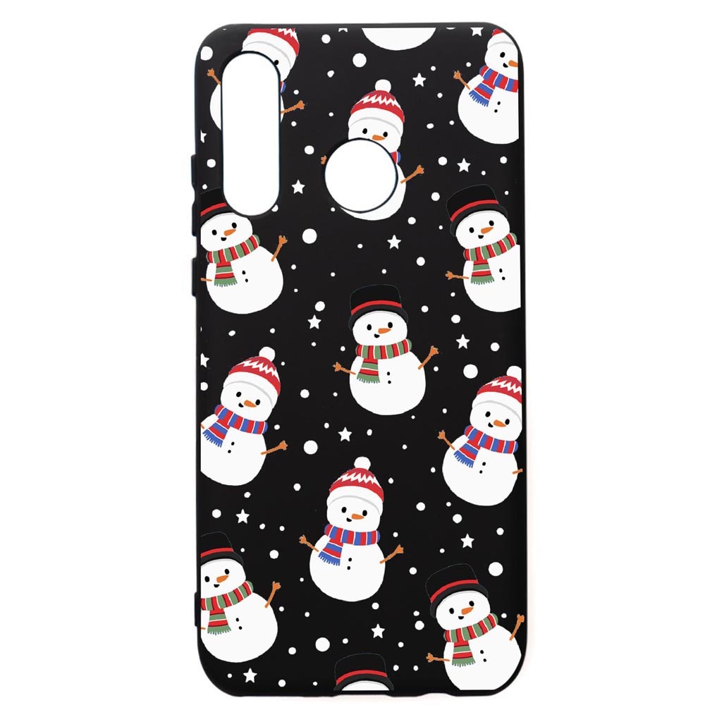 Husa de protectie Huawei P30 Lite, Snowman, silicon, cu interiorul din material textil, protectie camera, PB351