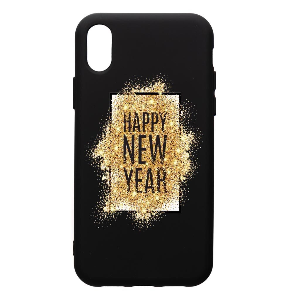 Husa de protectie Apple iPhone XS Max, Happy New Year, silicon, cu interiorul din material textil, protectie camera, PB355