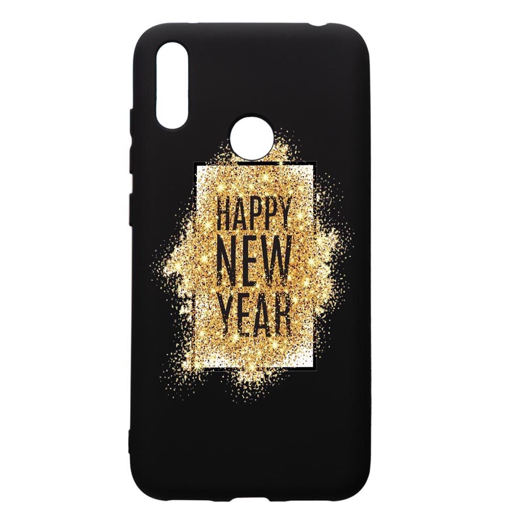 Husa de protectie Huawei Y7 2019, Happy New Year, silicon, cu interiorul din material textil, protectie camera, PB355