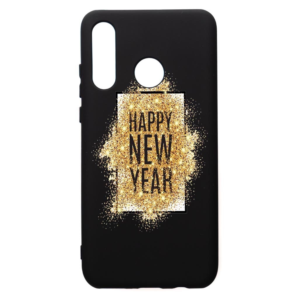 Husa de protectie Huawei P30 Lite, Happy New Year, silicon, cu interiorul din material textil, protectie camera, PB355