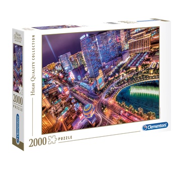 Puzzle Clementoni - Las Vegas noaptea, 2000 piese Puzzle Clementoni - Las Vegas noaptea, 2000 piese