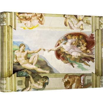 Tablou canvas - Michelangelo Buonarroti - Plafonul Capelei Sixtine 1508-12, Crearea lui Adam, 80 x 120cm Tablou canvas - Michelangelo Buonarroti - Plafonul Capelei Sixtine 1508-12, Crearea lui Adam, 80 x 120cm