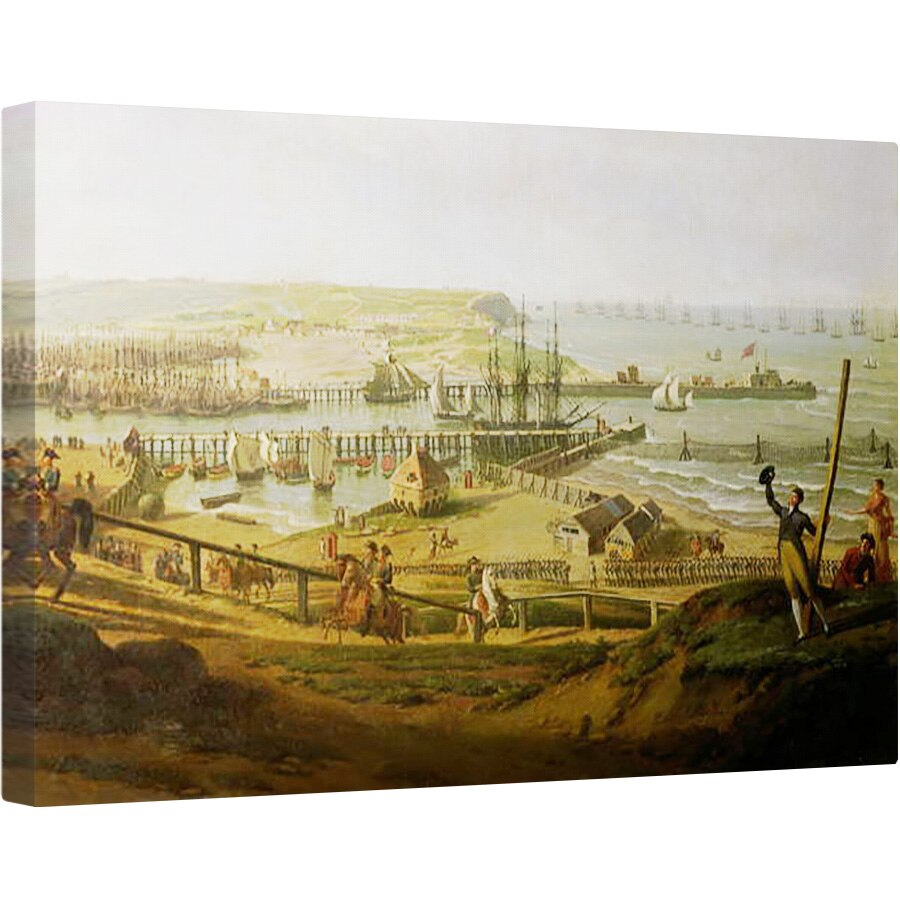 Tablou canvas - Jean-Francois Hue - Napoleon Vizitand tabara de la Boulogne in iulie 1804, detaliu al portului, 80 x 120cm