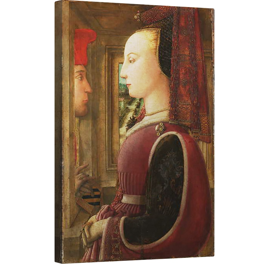 Tablou canvas - Fra Filippo Lippi - Portret De O Femeie Cu Un Barbat La O Casement, 40 x 60 cm