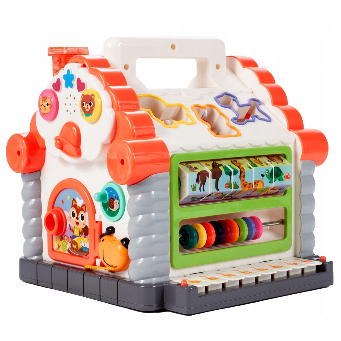 Casuta interactiva idealStore Multi-house, cu Pian, Abac, Figurine, Cheie si usa, Dezvolta Gandirea Logica