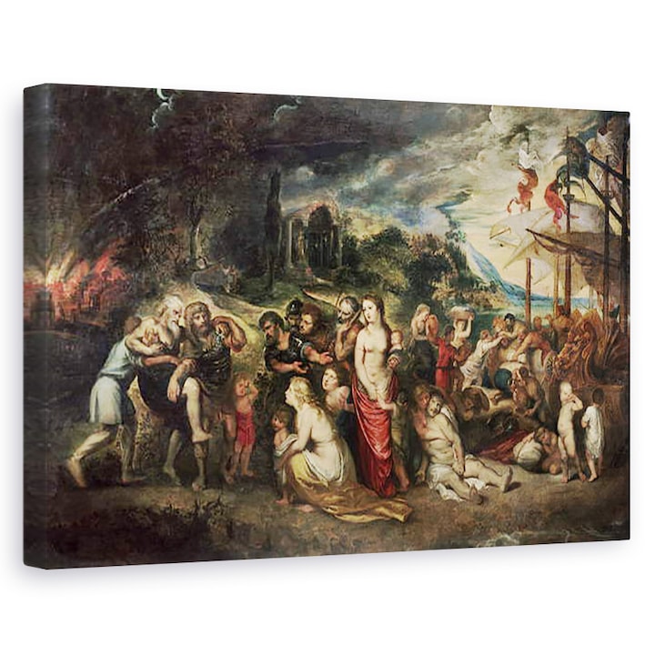 Peter Paul Rubens - Aeneas arra készül, hogy a trójaiakat száműzetésbe vezesse, Vászonkép, 60 x 90 cm
