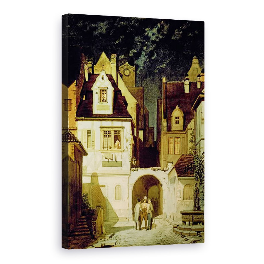 Tablou canvas - Carl Spitzweg - Un colt al unui oras german de lumina lunii, 80 x 120cm