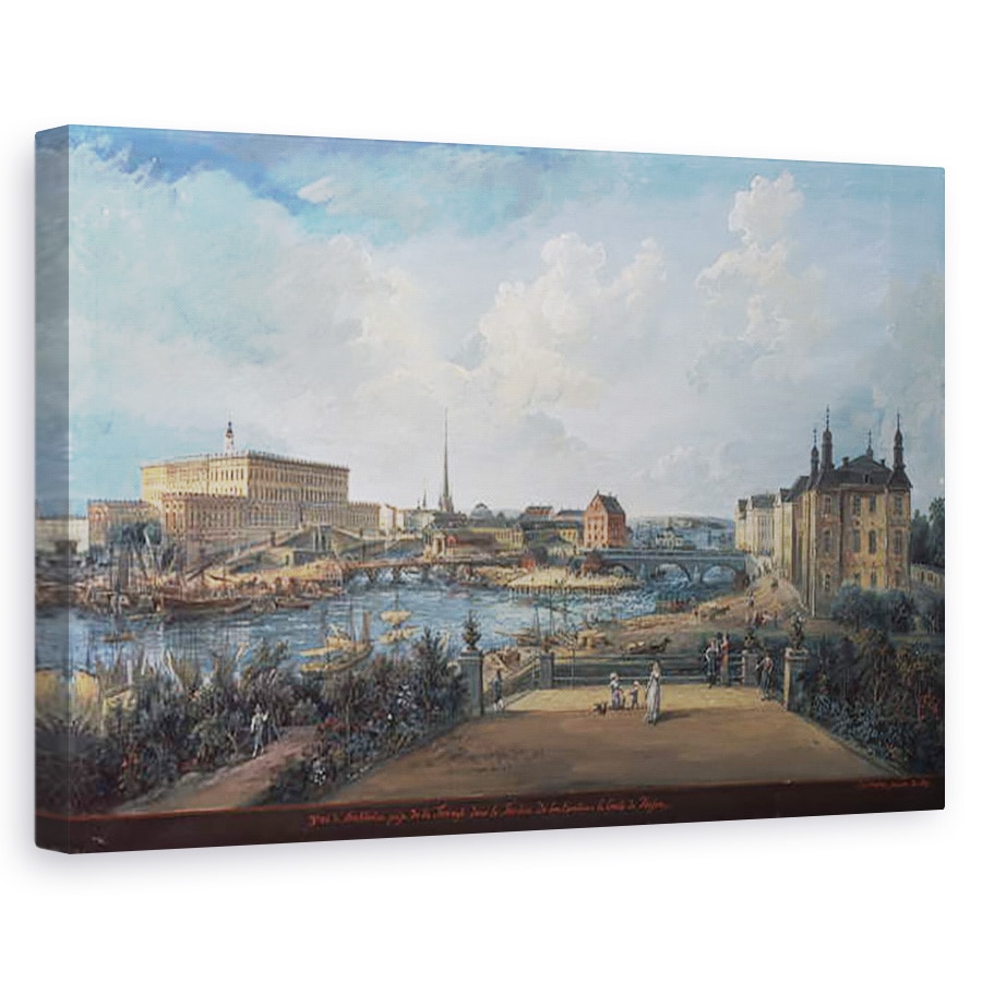 Tablou canvas - Elias Martin - Vedere la Stockholm de la Terasa Fersen cu Palatul Makalos, 80 x 120cm