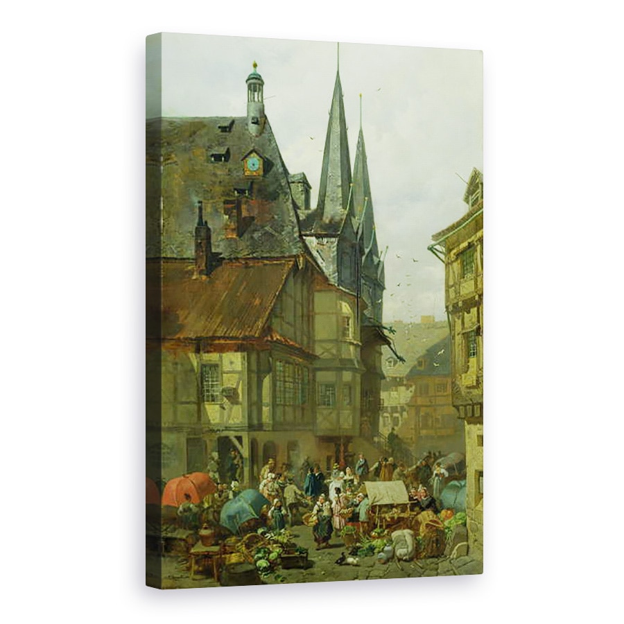 Tablou canvas - Charles Hoguet - Piata din Wernigerode, 80 x 120cm