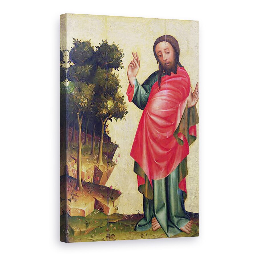 Tablou canvas - Master Bertram of Minden - Crearea terenurilor uscate si a vegetatiei, detalii din Altarul Grabow, 80 x 120cm