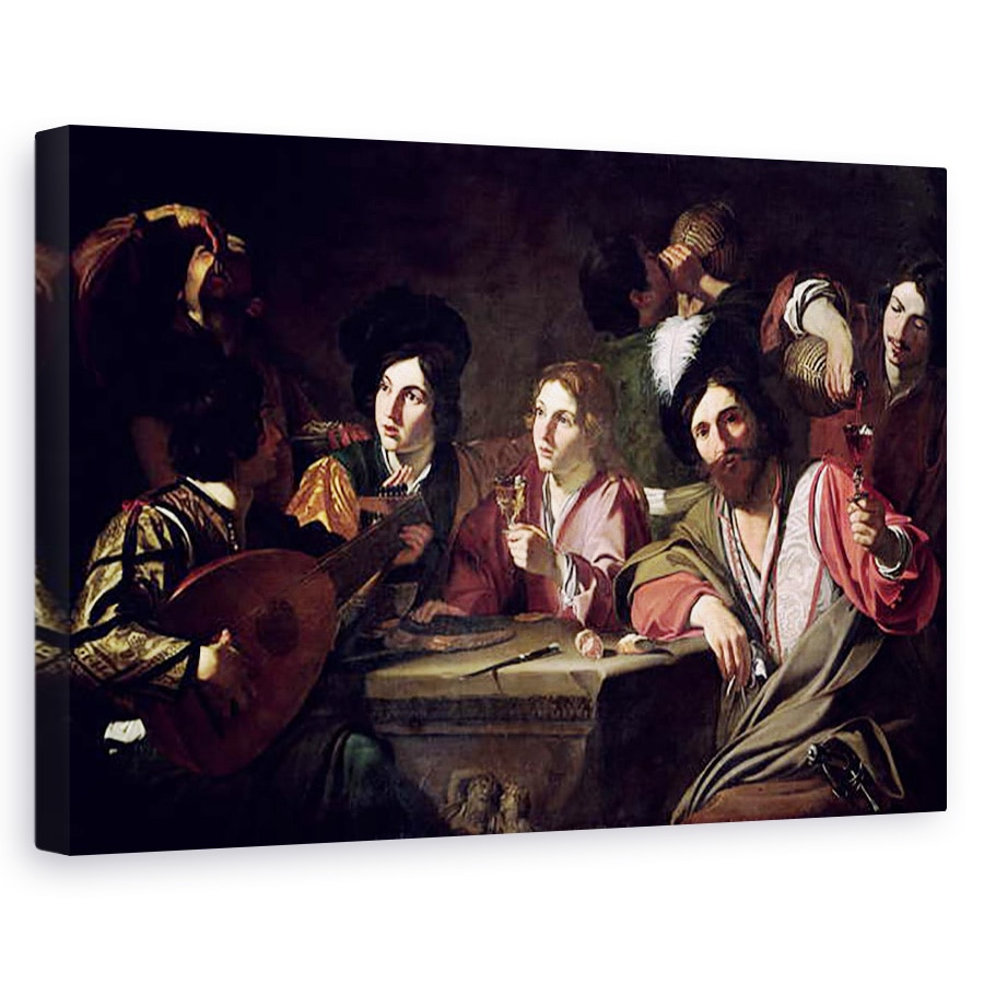 Tablou canvas - Bartolomeo Manfredi - Reuniunea bautorilor, 60 x 90 cm
