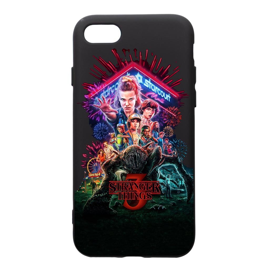 Husa de protectie Apple iPhone SE 2 / iPhone 8 / iPhone 7, Stranger Things, silicon, cu interiorul din material textil, protectie camera, PB372