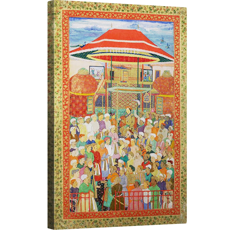 Tablou canvas - Scoala Mughal - Curtea il intampina pe imparatul Jahangir Shah Salim 1569-1627, 80 x 120cm