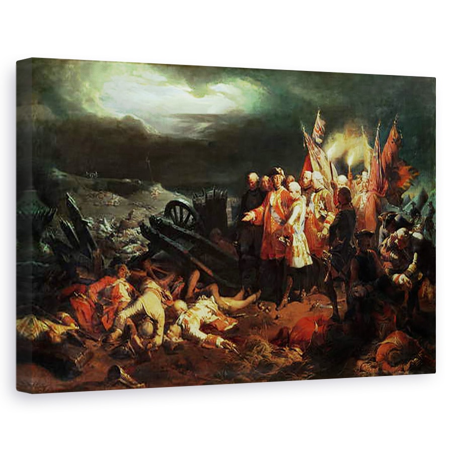 Tablou canvas - Felix Philippoteaux - Ludovic al XV-lea 1710-74 Vizitand campul de lupta de la Fontenoy in mai 1745, 80 x 120cm