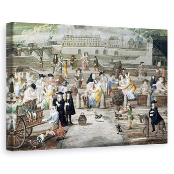 Tablou canvas - Scoala franceza - Piata de paine si pasari de curte pe Quai des Grands Augustins, 80 x 120cm Tablou canvas - Scoala franceza - Piata de paine si pasari de curte pe Quai des Grands Augustins, 80 x 120cm