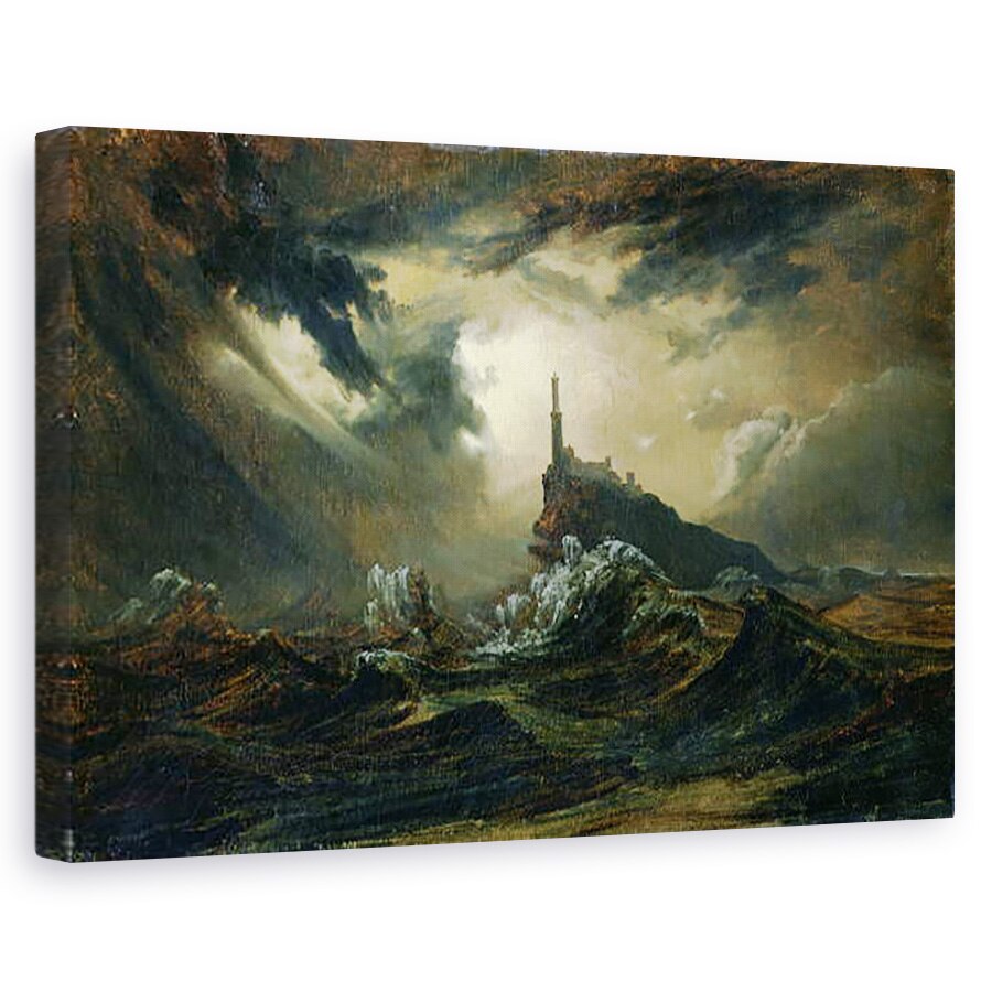 Tablou canvas - Karl Blechen - Mare furtunoasa cu far, 80 x 120cm