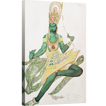 Tablou canvas - Leon Bakst - Design-ul costumului pentru Nijinsky 1889-1950 pentru rolul sau de Dumnezeu albastru, 60 x 90 cm Tablou canvas - Leon Bakst - Design-ul costumului pentru Nijinsky 1889-1950 pentru rolul sau de Dumnezeu albastru, 60 x 90 cm