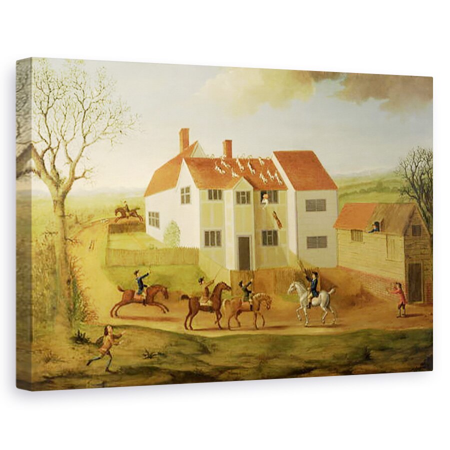 Tablou canvas - James I Dunthorne - John Sidey si cainii sai la o ferma langa Hadleigh, 80 x 120cm