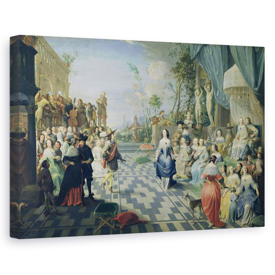 Tablou canvas - Hieronymus Janssens - O minge pe terasa unui palat, 60 x 90 cm