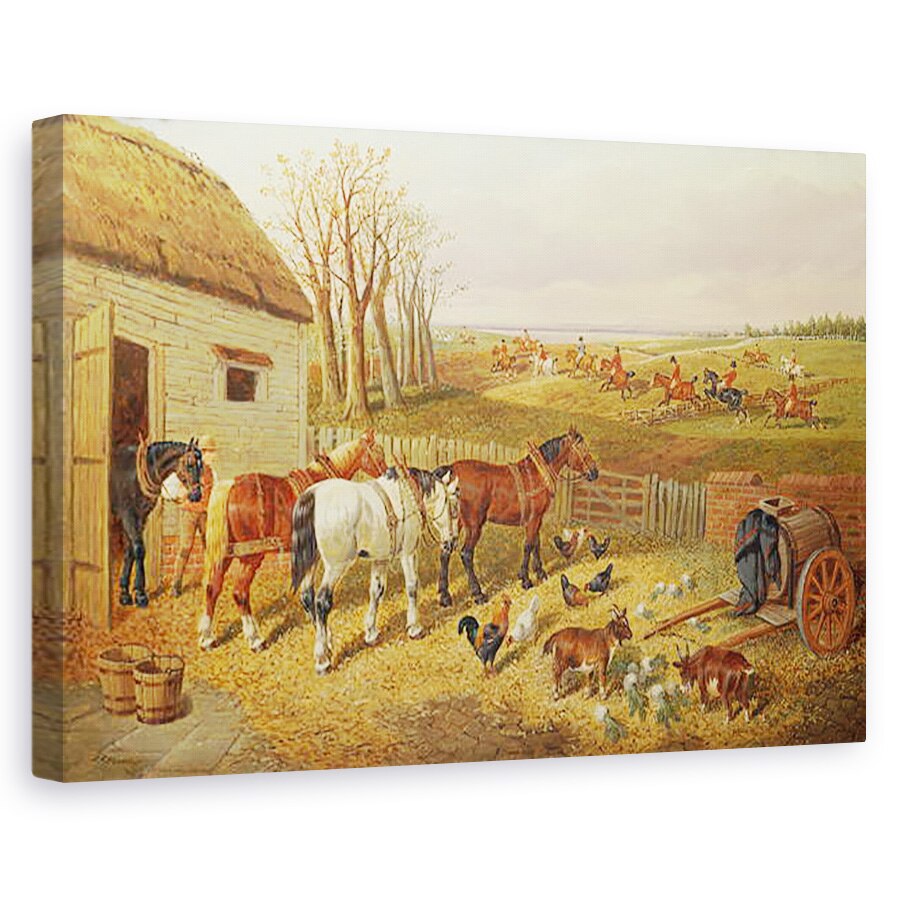 Tablou canvas - John Frederick Herring - O ferma ocupata, 60 x 90 cm