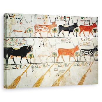 Tablou canvas - Egyptian 19th Dynasty - Cele sapte vaci ceresti si taurul sacru si cele patru carme ale cerului, de la mormantul lui Nefertari, 60 x 90 cm Tablou canvas - Egyptian 19th Dynasty - Cele sapte vaci ceresti si taurul sacru si cele patru carme ale cerului, de la mormantul lui Nefertari, 60 x 90 cm