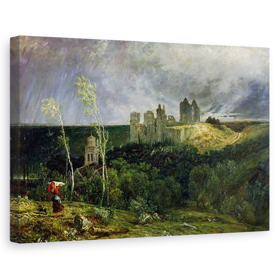 Tablou canvas - Paul Huet - Ruinele Chateau de Pierrefonds, 40 x 60 cm